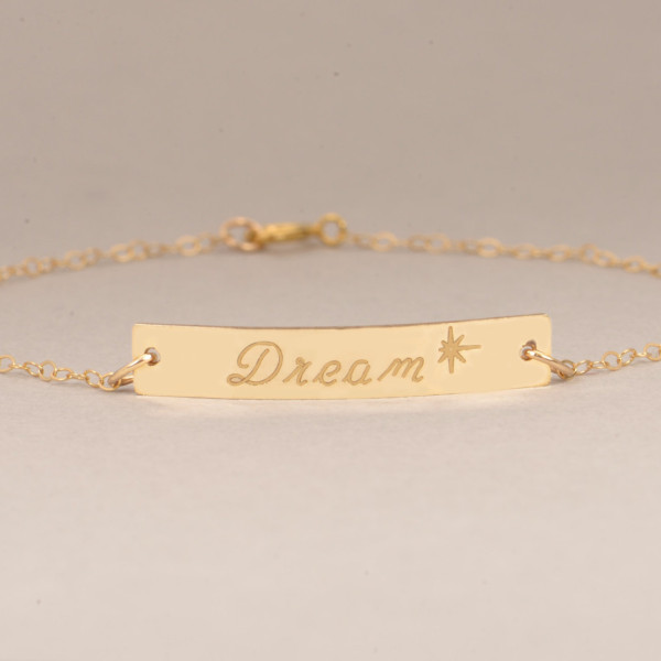 Engraved Gold Bar Bracelet - Bar Bracelet - Name Engraved Bracelet - Contemporary Bridesmaid Jewelry - Initial Bracelet - Bridesmaid Gift