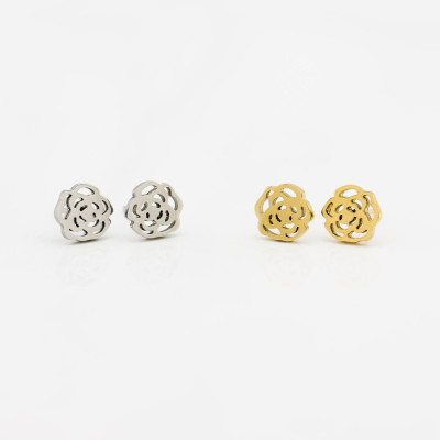Flower Stud Earrings - Cute Stud Earrings - Minimal Gold Earrings - Gold Earrings - Gold Cute Earrings