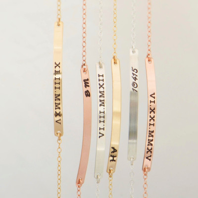 Gold Bar Bracelet - Skinny Bar Bracelet - Name Engraved Bracelet - GOLD - ROSEGOLD - SILVER - Bridesmaid Jewelry - Nameplate Bracelet -