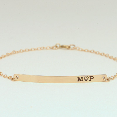 Gold Initial Bar Bracelet - Bar Bracelet - Name Engraved Bracelet - GOLD - ROSEGOLD - SILVER - Bridesmaid Jewelry - Valentines Day