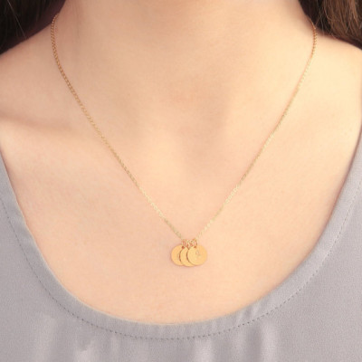 Gold Initial Disc Necklace - Gold - 2 Initial Charms - Personalized Necklace - Hand Stamped - Initial Disc - Mother's Necklace - Valentines Day