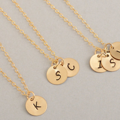 Gold Initial necklace - Monogram Charm - Family Necklace - Everyday Jewelry - Christmas Gift - Sister Children Grandma Jewelry - Mother's Necklace