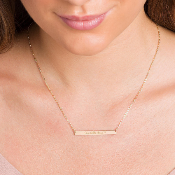 Gold - Rose Gold - Silver Thick Skinny Bar Necklace - Personalized Gold Bar - Customized Gold Bar Necklace - Bar Necklace - Bridesmaid Gift