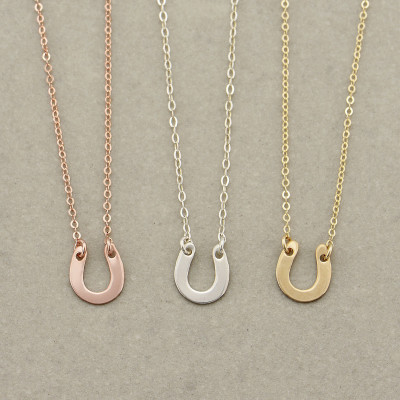 Gold - Silver - Rose Gold Horseshoe Necklace - Sterling Silver - Good Luck Charm - Bridal Party Necklace - Dainty Necklace - Horseshoe Necklace