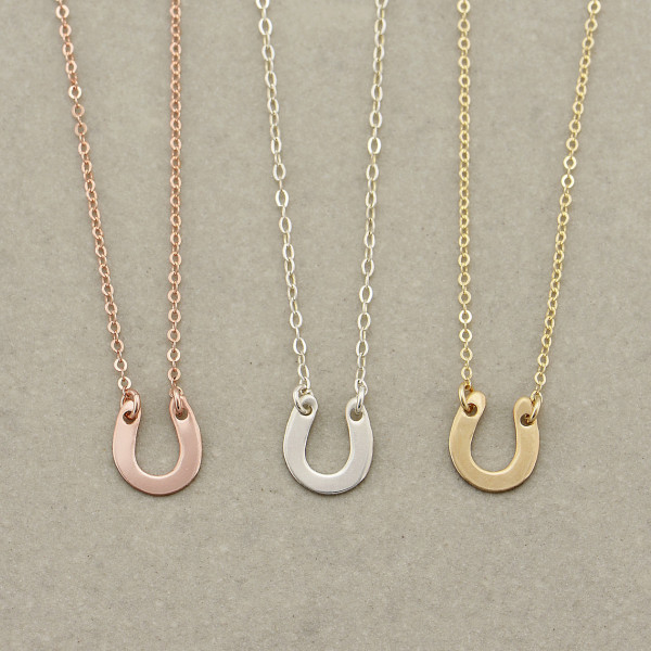 Gold - Silver - Rose Gold Horseshoe Necklace - Sterling Silver - Good Luck Charm - Bridal Party Necklace - Dainty Necklace - Horseshoe Necklace