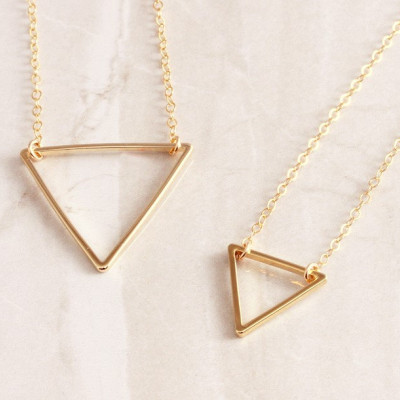Gold Triangle Necklace - Floating Triangle Necklace - Minimal - Delicate Necklace - Gold Triangle Gold Filled - Valentines Day