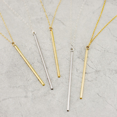 Gold or Silver Long Bar Necklace - Gold Bar Necklace - Silver Bar Necklace - Layering Necklace