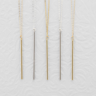 Gold or Silver Long Bar Necklace - Gold Bar Necklace - Silver Bar Necklace - Layering Necklace