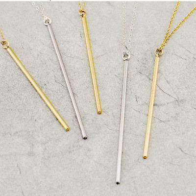 Gold or Silver Long Bar Necklace - Gold Bar Necklace - Silver Bar Necklace - Layering Necklace