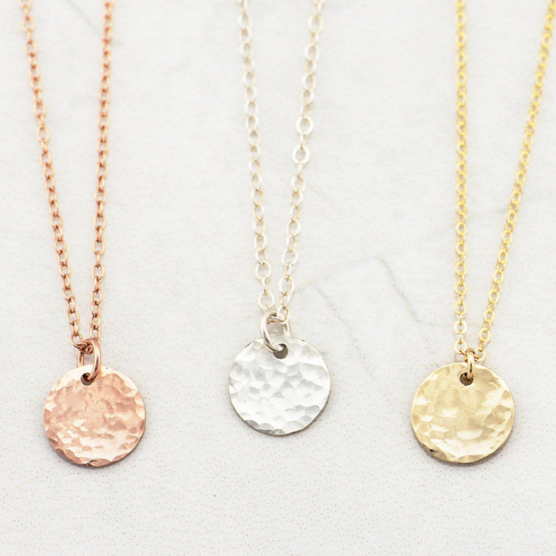 Buy Hammered Necklace Moon Necklace Gold Hammered Necklace Gold Filled  Necklace Simple Pendant Necklace Gold Hammered Disc Necklace Online in  India - Etsy