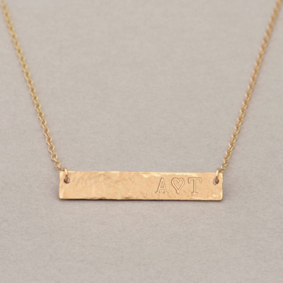 Hammered Gold Bar Necklace - Custom Name Bar Necklace - Personalized Gold Bar Necklace - Personalized Engraved Necklace - Gold Bar - Valentines Day