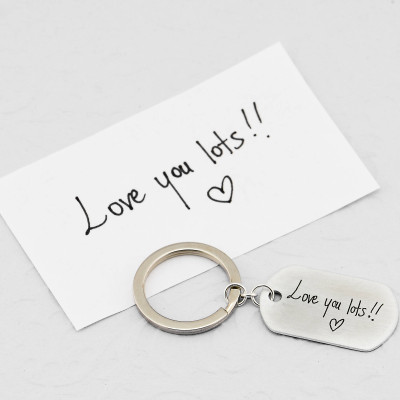Handwriting Engraved Keychain - YOUR HANDWRITING - or Image and Her - Father's Day Gift!