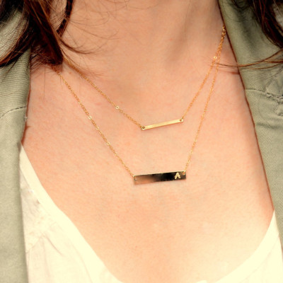 Layer Necklace Set - Personalized Gold Bar Necklace - Gold Filled Necklace - Thin Chain Necklace - Delicate Gold Necklace