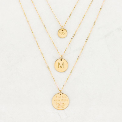 Letter Necklace - Initial Disc Necklace - Gold filled - Rose gold filled - Sterling Silver Disc - Initial Charm - Gold Disc Pendant - Christmas Gift