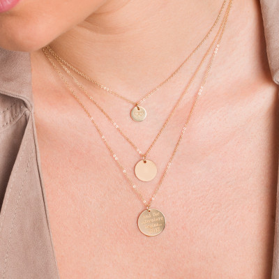 Letter Necklace - Initial Disc Necklace - Gold filled - Rose gold filled - Sterling Silver Disc - Initial Charm - Gold Disc Pendant - Christmas Gift