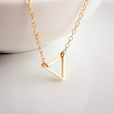 Mini Gold Triangle Necklace - Floating Triangle Necklace - Minimal - Delicate Necklace - Gold Triangle Gold Filled - Valentines Day