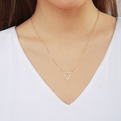 Mini Gold Triangle Necklace - Floating Triangle Necklace - Minimal - Delicate Necklace - Gold Triangle Gold Filled - Valentines Day