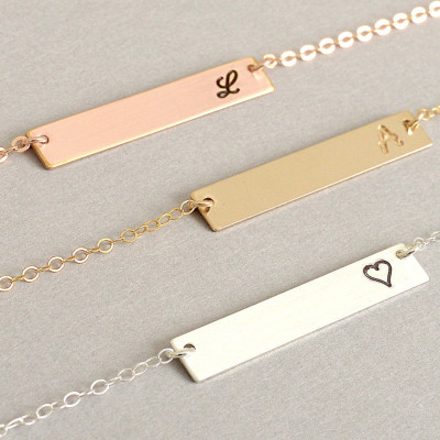 Personalized Bar Necklace - Bar Necklace - Personalized Bar Necklace - Rose Gold Bar Necklace - Personalized Bar Necklace - Valentines Day