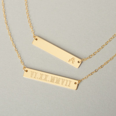 Personalized Gold Bar Necklace - Bar Necklace - Engraved Necklace - Contemporary Bridesmaid Jewelry - Initial Necklace - Valentines Day