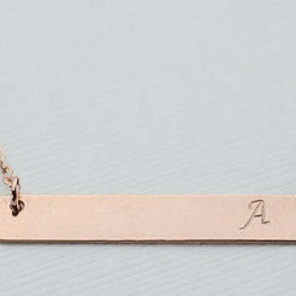 Rose Gold Engraved Necklace - Engraved Bar Necklace - Personalized Rose Gold Bar Necklace - Personalized Bar Necklace - Gold Bar - Valentines Day