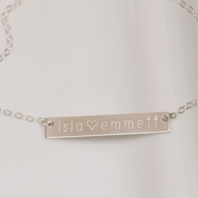 Silver - Gold or Rose Gold Engravable Bar Necklace - Initial Bar - Nameplate bar - Name necklace - Horizontal bar pendant - Valentines Day