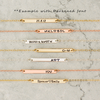 Skinny MINI Bar Necklace - Personalized Gold Bar - Customized Gold Bar Necklace - Silver - Gold or Rose Gold Large Bar Necklace - Bridesmaid Gift