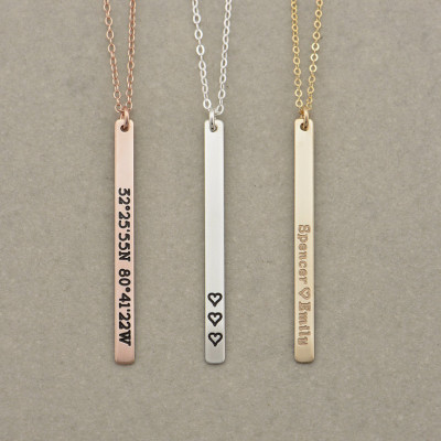Skinny Vertical Bar Necklace - Long Name Necklace - Personalized Gold Bar Necklace - Personalized Bar Necklace - Gold Bar - Vertical Bar