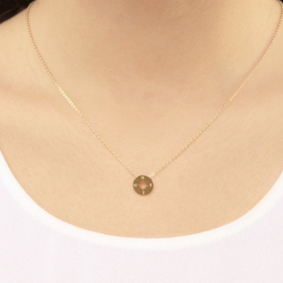 Small Compass Necklace - Small Gold Arrow - Best Friend Necklace - Gold coin necklace - gold disc necklace - Gold necklace - Bridesmaid Gift