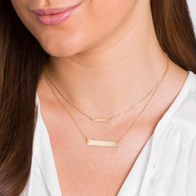 TINY Gold Bar Necklace - Engraved Horizontal Bar Necklace - Initial necklace - Personalized necklace - Engraved - Initial Bar - Bridesmaid Gift