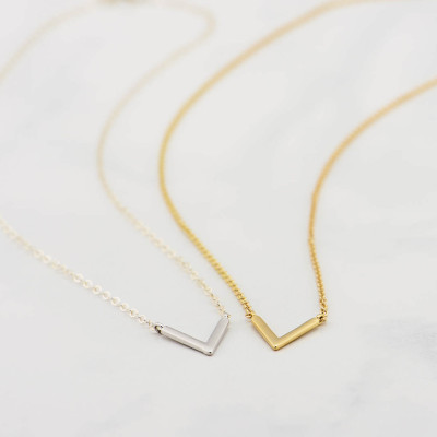 V Necklace · Dainty Minimal V Necklace · Simple Geometric Layering Necklace · Gold or Silver
