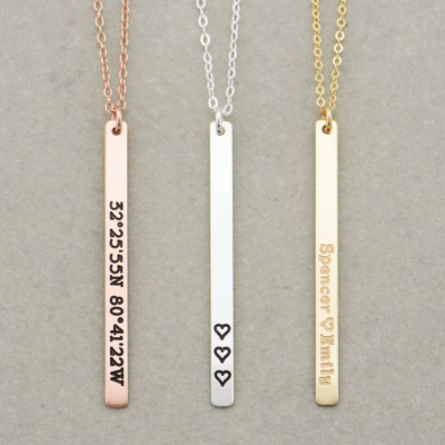 Vertical Skinny Bar Necklace - Long Name Necklace - Personalized Gold Bar Necklace - Personalized Bar Necklace - Gold Bar - Vertical Bar