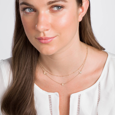 gold moon & stars necklace · crescent moon · delicate gold necklace · dainty gold gold necklace