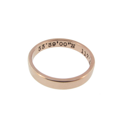 Gold Stacking Name Ring Personalized Hand Stamped Coordinates GPS Posey Custom Wedding Band Engraved Artisan Handmade Designer Jewelry