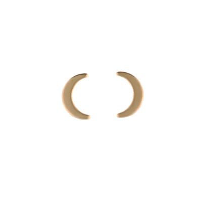 Solid Gold Crescent Moon Stud Earrings Hand Crafted Custom Engraved Artisan Handmade Personalzied Fine Designer Fashion Jewelry