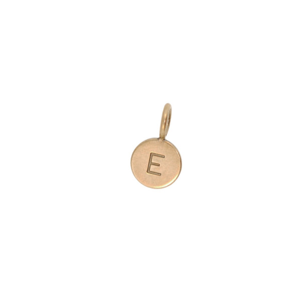 Solid Gold Round Initial Charm - 5 - 16"