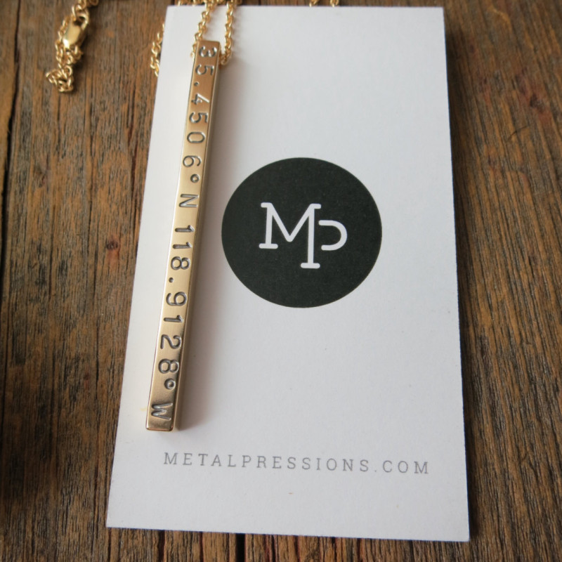 Personalized Sterling Silver Pillar Bar Necklace at Custom Paw Jewelry Shop