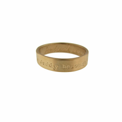 Classic Solid Gold Ring Hand Stamped Phrase Custom Personalized Wedding Band Engraved Artisan Handmade Fine Designer Fashion Jewelry
