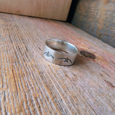 Custom Engraved Duck Band Ring Personalized Silver Mens Wedding Ring DuckBand Vows Woodland Jewelry for Outdoorsman by MetalPressions