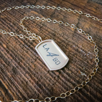 Custom Gold Jewelry Vogue Fashion Dog Tag Necklace Personalized Pendant Hand Stamped Words Handcrafted Savannah MetalPressions Couture