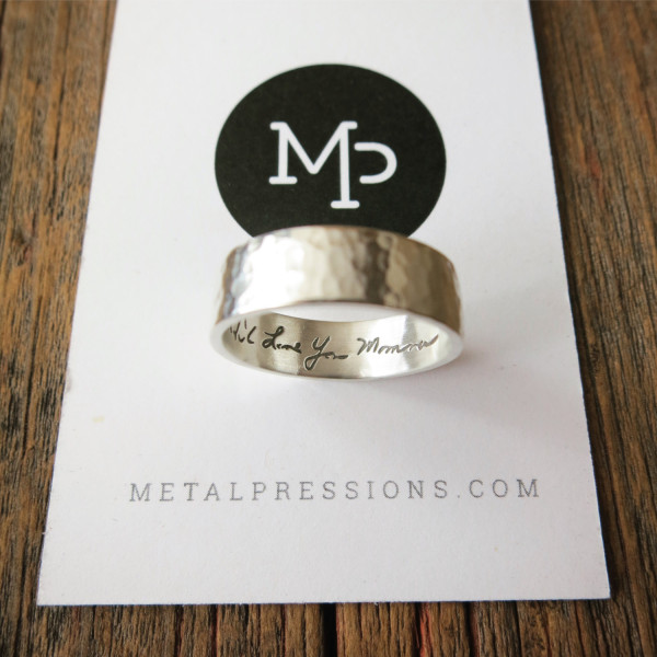 Engraved Handwriting Ring - Handwritten Note Jewelry - Personalized Silver Band - Sentimental Jewelry - Hidden Message Jewelry - Commemorative