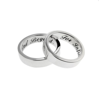 Featured at Etsy Bridal Show in New York His & Hers Personalized Sterling Silver Wedding Bands Hand Stamped Vows Custom Engraved Handmade