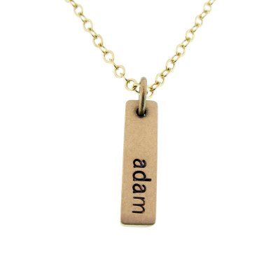 Gold Nameplate Necklace Personalized with Hand Stamped Names - A perfect Christmas Gift for Mom or Grandma