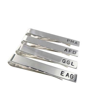 Groomsmen Sterling Silver Tie Bars Personalized Wedding Day Mens Accessories Custom Gift Monogram Artisan Hand Crafted