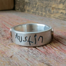 Handwritten Love: Sterling Silver Ring with Gold Hearts
