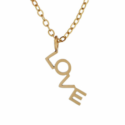 Love Word Necklace Custom Gold Hand Formed Name Charm Personalized Hand Stamped Engraved Artisan Handmade Fine Designer Fashion Jewelry