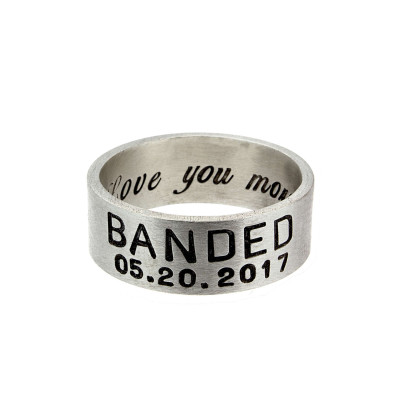 Love you More Ring for Men - Handcrafted Silver Band - 8mm Wide - Mens Wedding Band - Masculine Ring - Personalized Rings