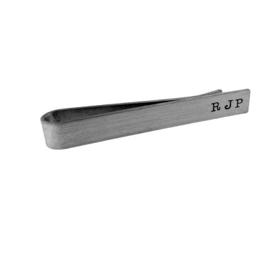 Monogrammed Gold Tie Bar Personalized Men's Jewelry Accesories Hand Stamped Initials Custom Engraved Artisan Handmade Unisex Tie Clip