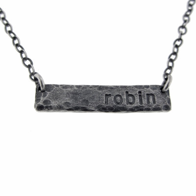 Name Necklace - Sterling Silver Horizontal Nameplate