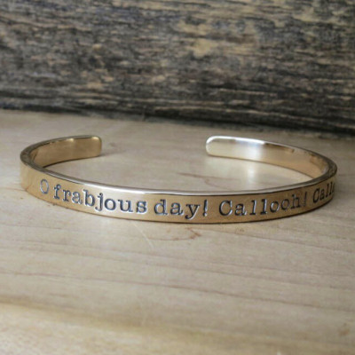 Personalized Gold Cuff Bracelet Hand Stamped Anniversary Gift Remembrance Jewelry Arm Swag Charmed Arm Fine Engraved Artisan Custom