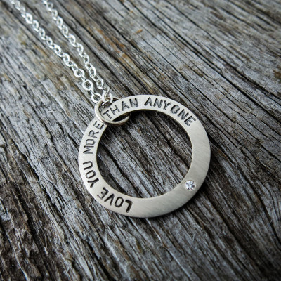 Personalized Circle of Names Necklace Graduation Gift Mother's Day Gift Washer Necklace Gold Necklace with Name and Birthstone